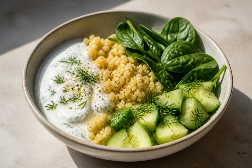 Afghan-Inspired Calcium-Support Yogurt Millet Cucumber Bowl