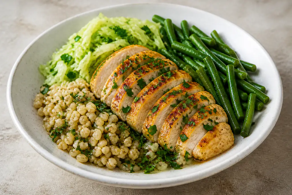 Albanian-Inspired Diabetes-Friendly Chicken Barley Green Bean Bowl