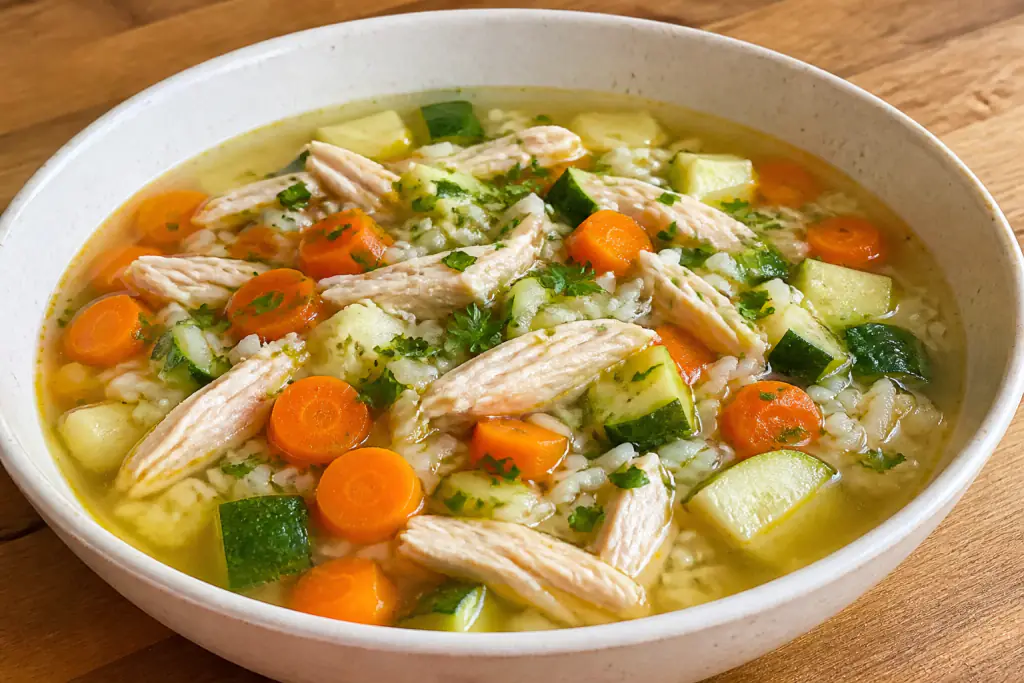 Algerian-Inspired GERD-Aware Chicken Rice Carrot Soup