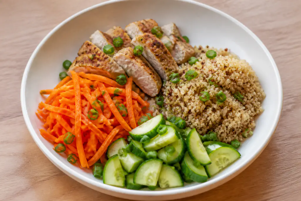 Algerian-Inspired Low-FODMAP-Style Turkey Quinoa Carrot Plate