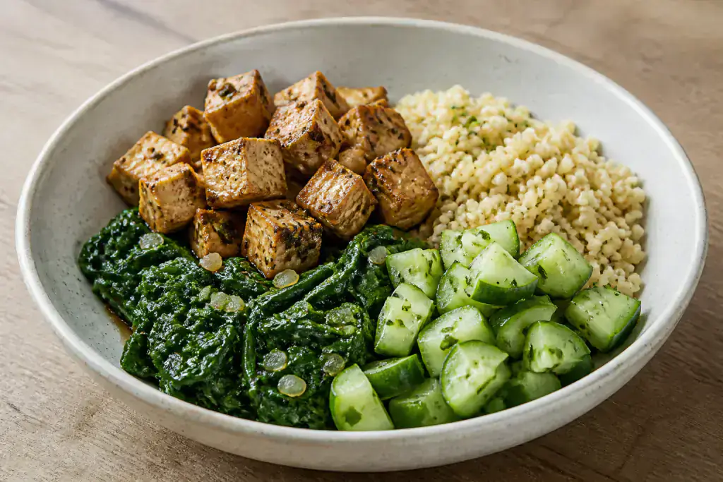 Argentinian-Inspired PCOS-Friendly Tofu Millet Greens Bowl