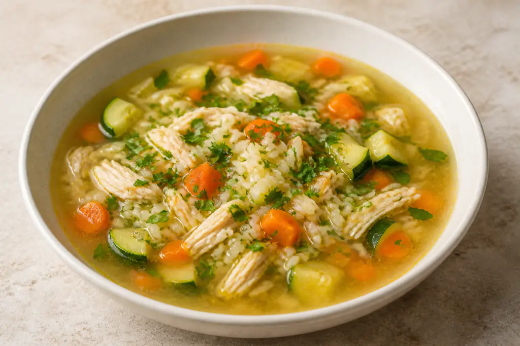 Armenian-Inspired GERD-Aware Chicken Rice Carrot Soup