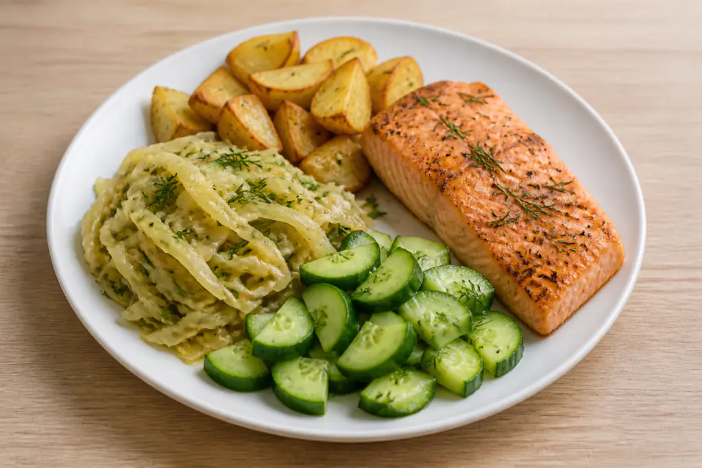 Armenian-Inspired Heart-Healthy Salmon Potato Cabbage Plate