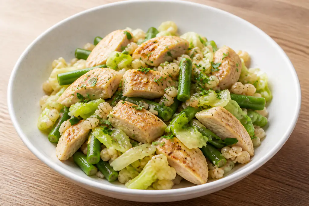 Austrian-Inspired Diabetes-Friendly Chicken Barley Green Bean Bowl