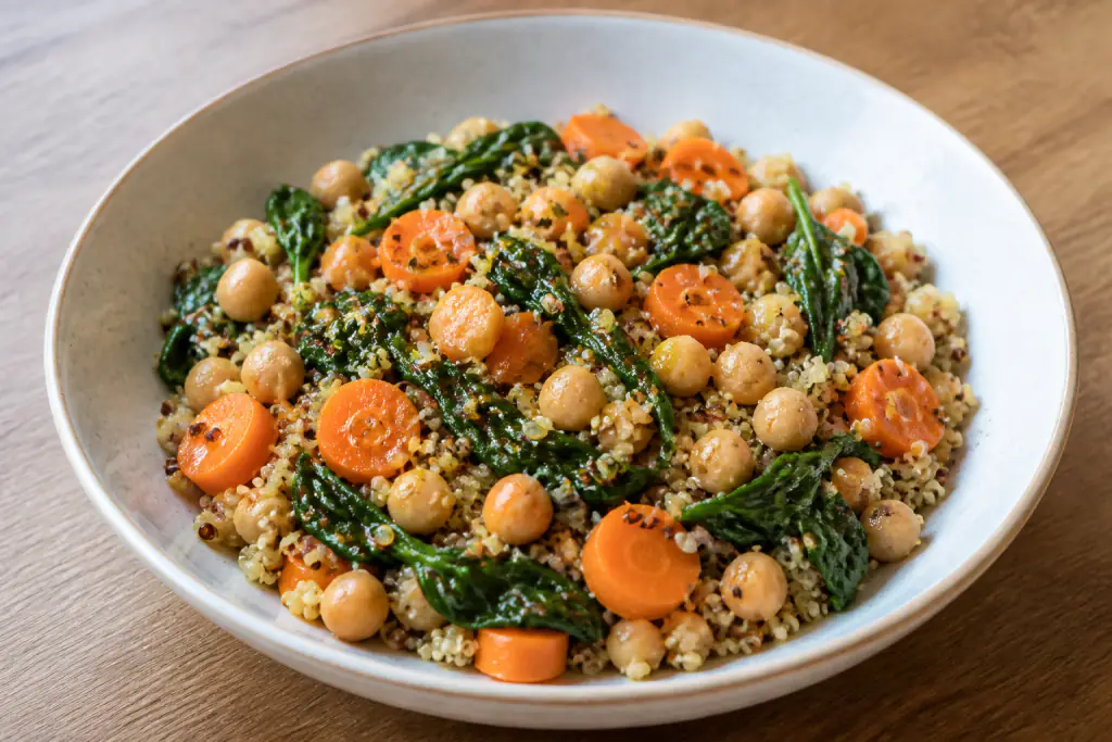 Austrian-Inspired Vegan Chickpea Quinoa Carrot Bowl