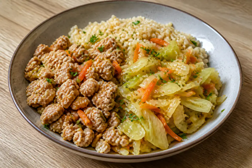 Azerbaijani-Inspired Hypertension-Friendly Turkey Brown Rice Cabbage Bowl