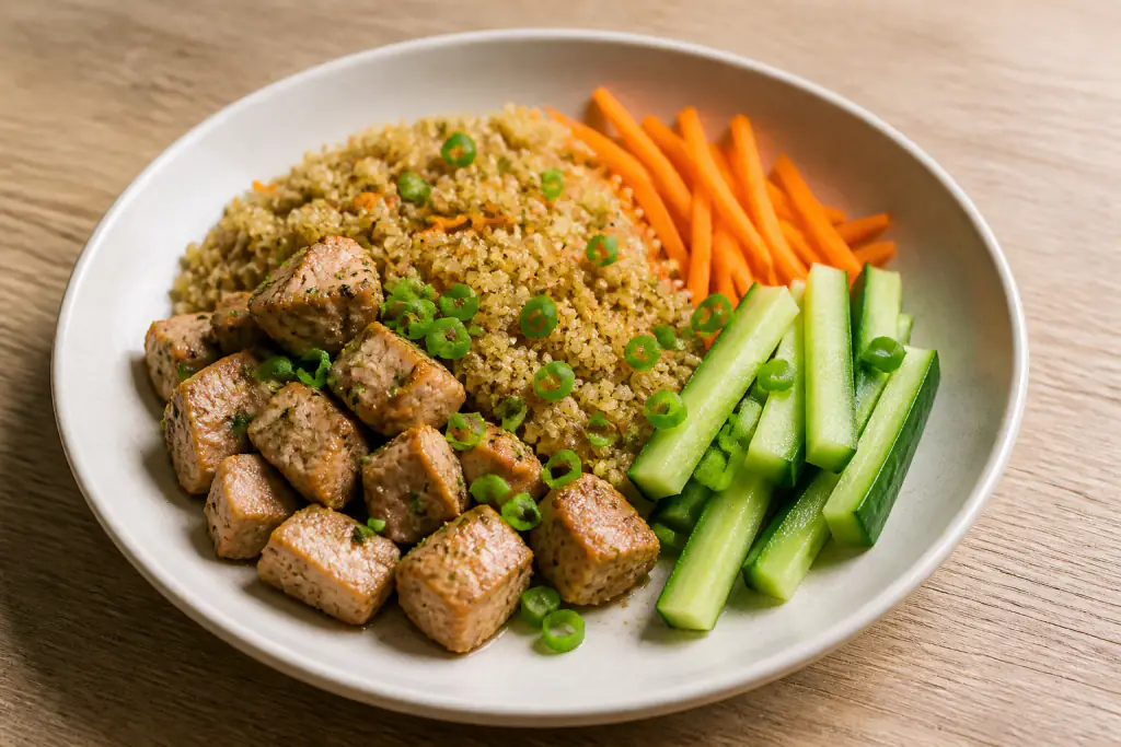 Azerbaijani-Inspired Low-FODMAP-Style Turkey Quinoa Carrot Plate
