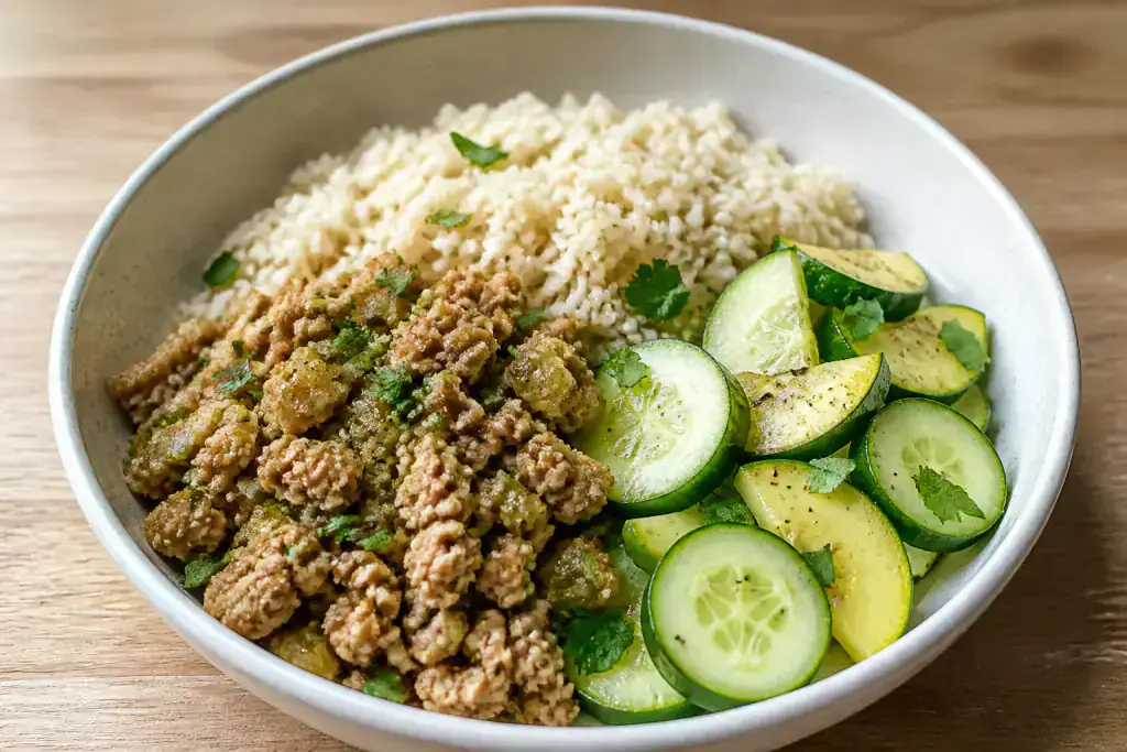 Bangladeshi GERD-Aware Turkey Rice Cucumber Bowl