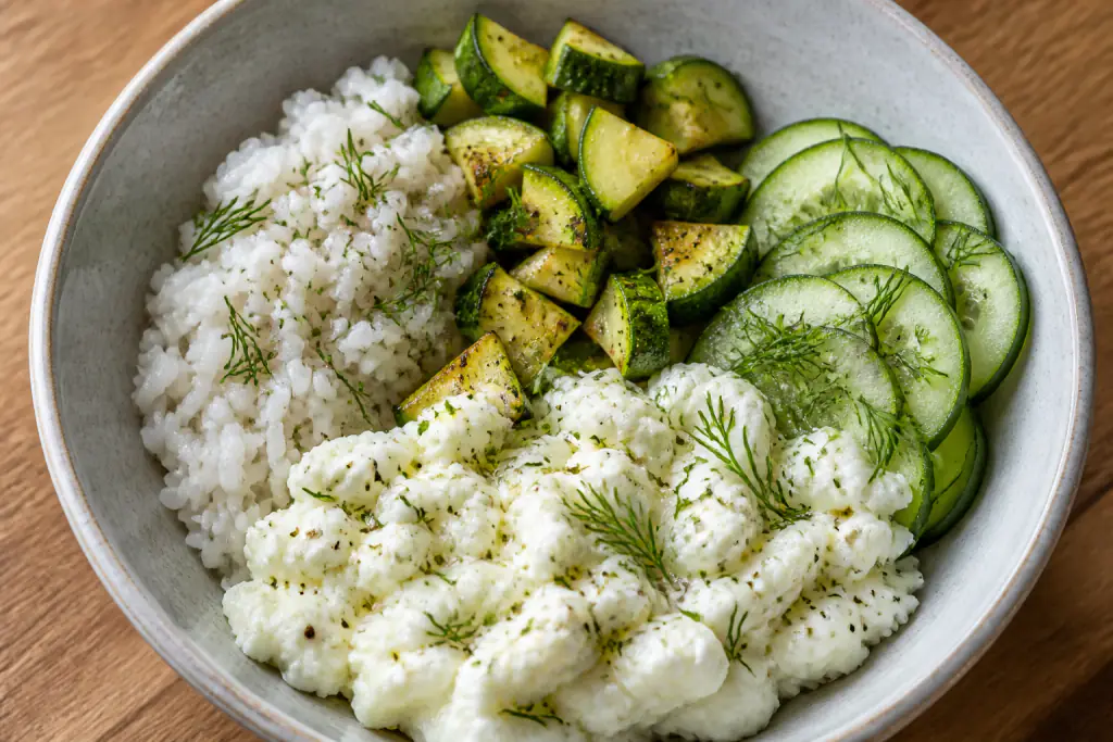 Basque-Inspired Kidney-Caution Egg White Rice Zucchini Bowl