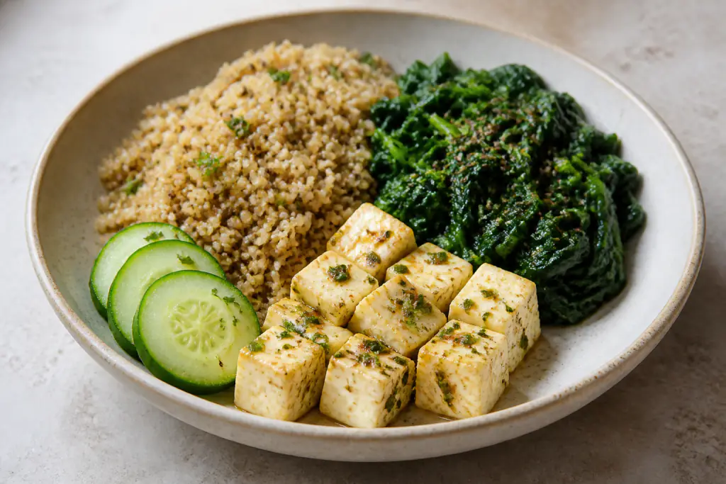 Basque-Inspired PCOS-Friendly Paneer Millet Spinach Plate