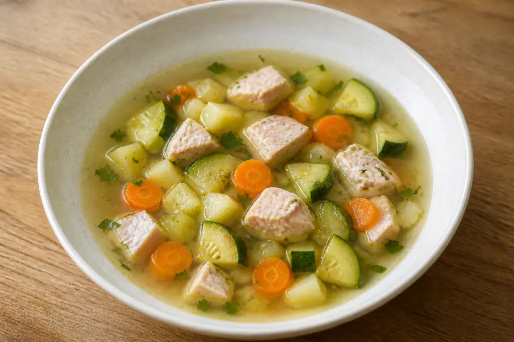 Bavarian-Inspired GERD-Aware Turkey Potato Zucchini Soup