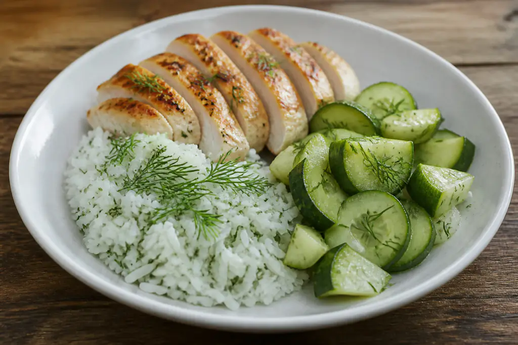 Bavarian-Inspired Kidney-Caution Chicken Rice Cucumber Plate