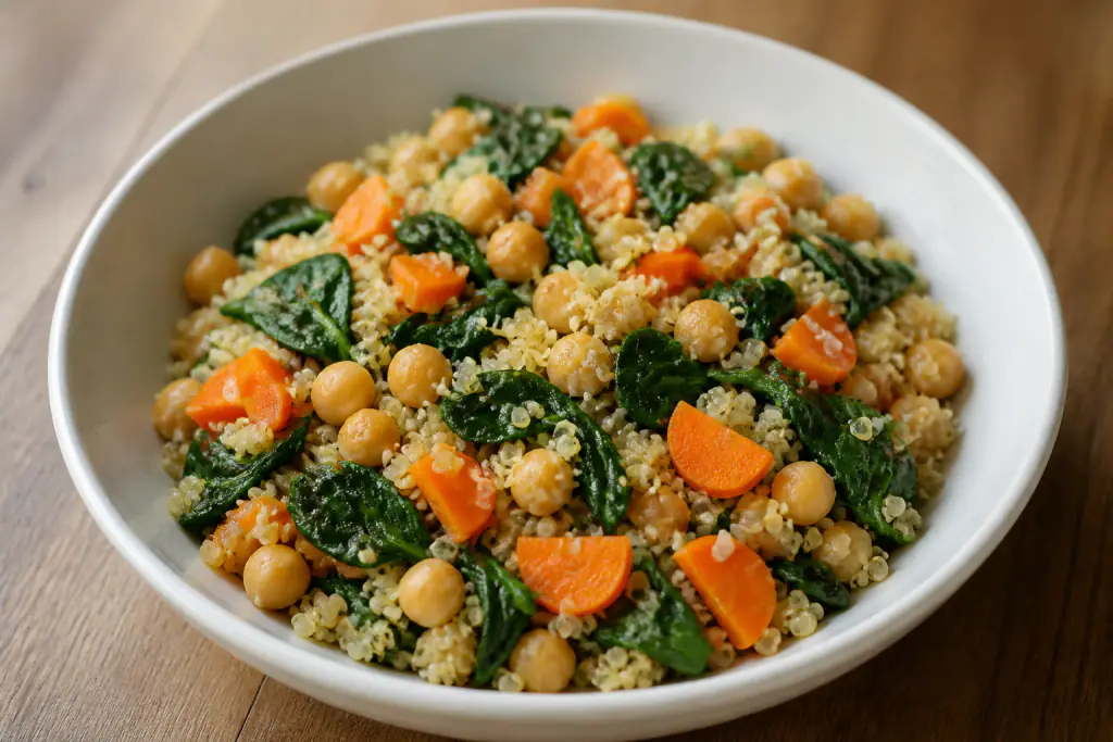 Bavarian-Inspired Vegan Chickpea Quinoa Carrot Bowl