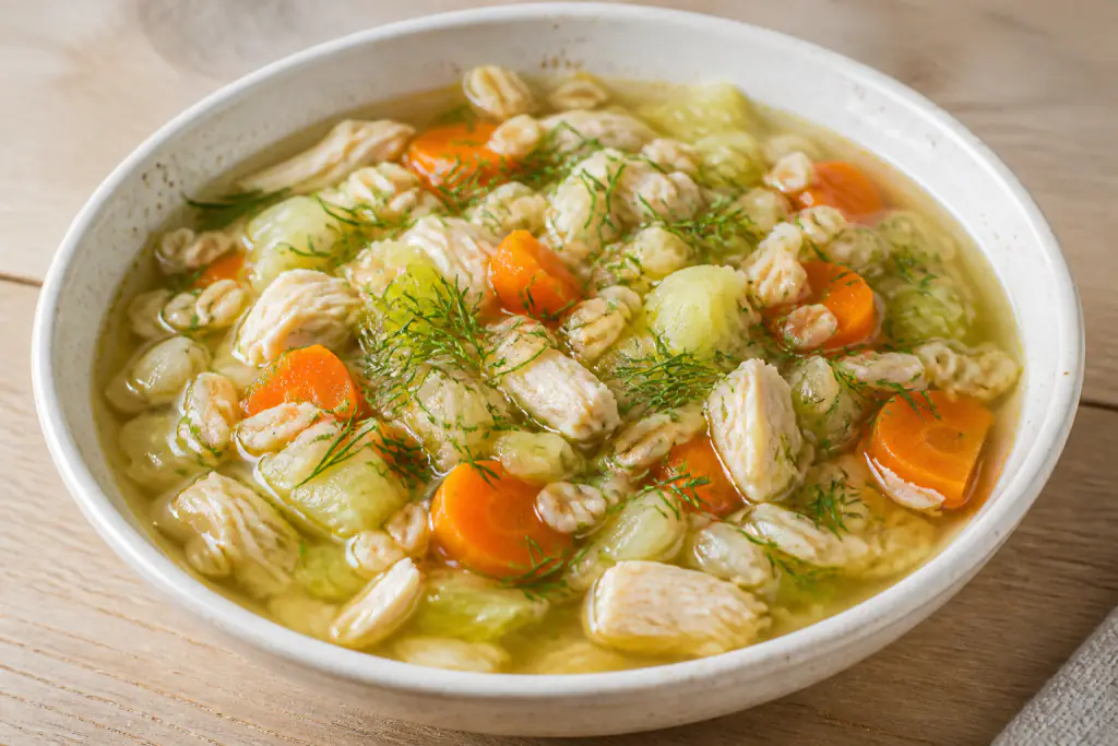 Belgian-Inspired Hypertension-Friendly Chicken Oat Cabbage Soup