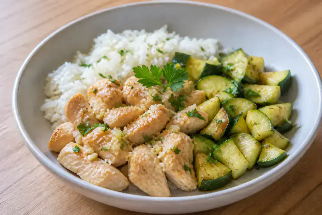 Brazilian GERD-Aware Chicken Rice Zucchini Bowl