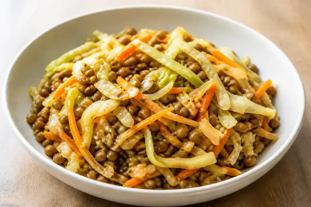 Brazilian Vegan Lentil Cabbage Carrot Bowl