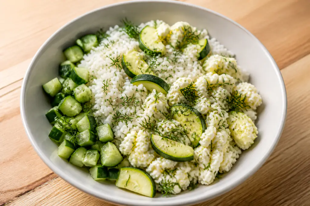 Bulgarian-Inspired Kidney-Caution Egg White Rice Zucchini Bowl