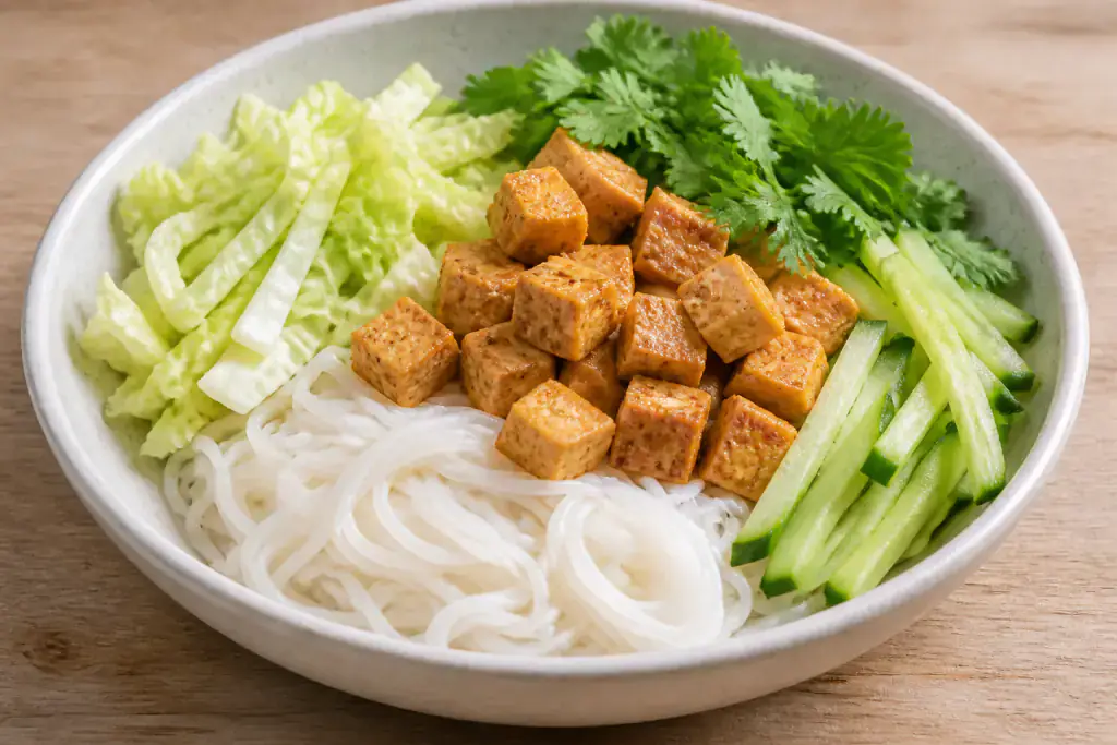 Burmese Chickpea Tofu Noodle Bowl