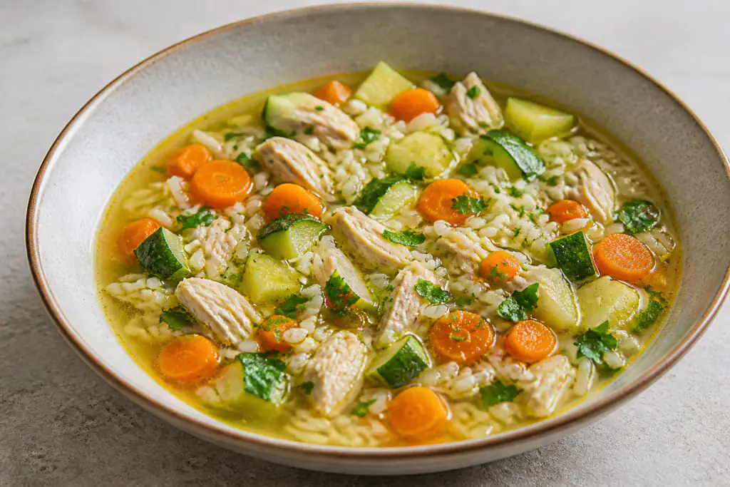 Cape Malay-Inspired GERD-Aware Chicken Rice Carrot Soup