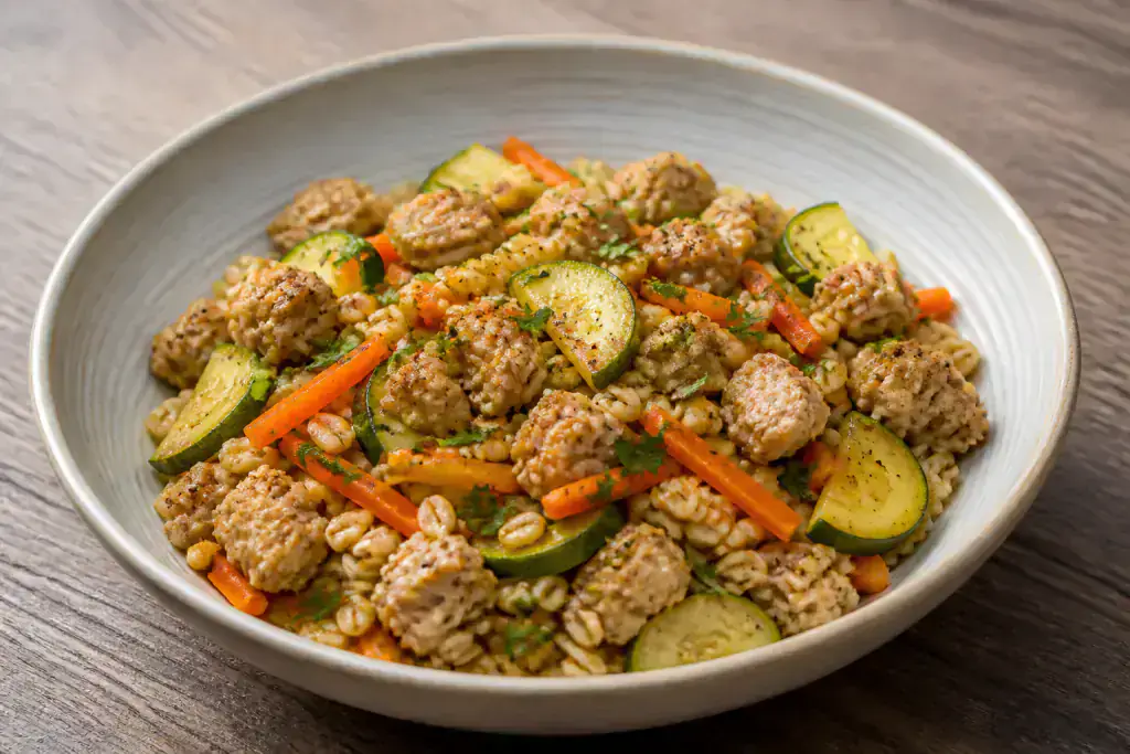 Caribbean-Inspired Fatty-Liver-Caution Turkey Oat Zucchini Bowl