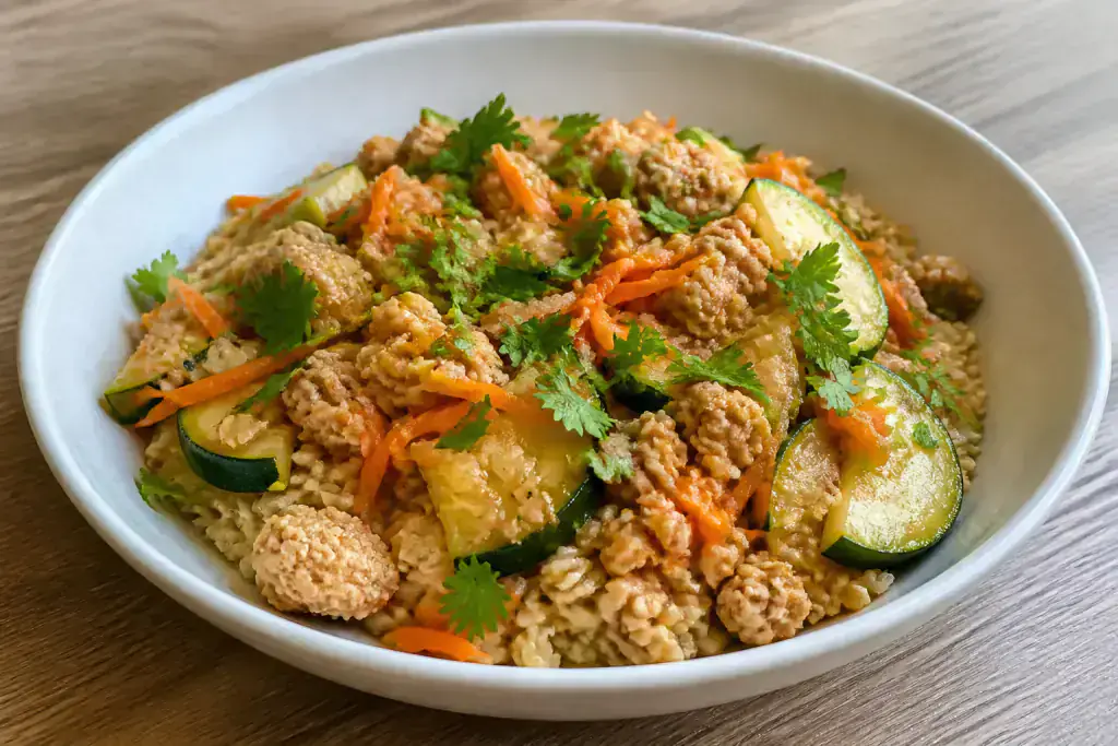 Chinese-Inspired Fatty-Liver-Caution Turkey Oat Zucchini Bowl