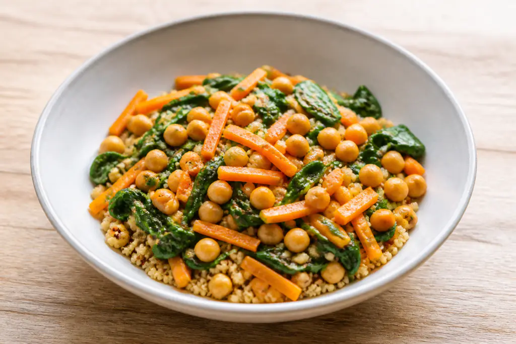 Costa Rican-Inspired Vegan Chickpea Quinoa Carrot Bowl