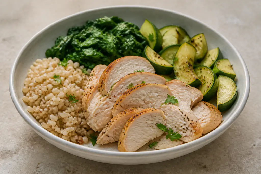 Croatian-Inspired Fatty-Liver-Caution Turkey Brown Rice Greens Bowl