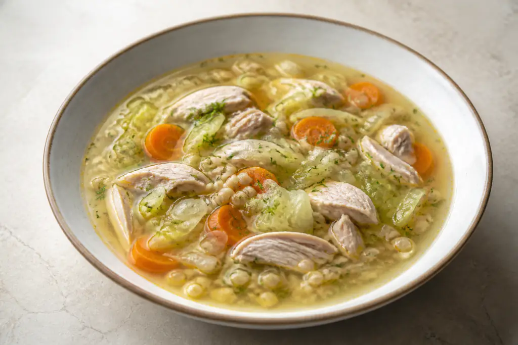 Croatian-Inspired Hypertension-Friendly Chicken Oat Cabbage Soup