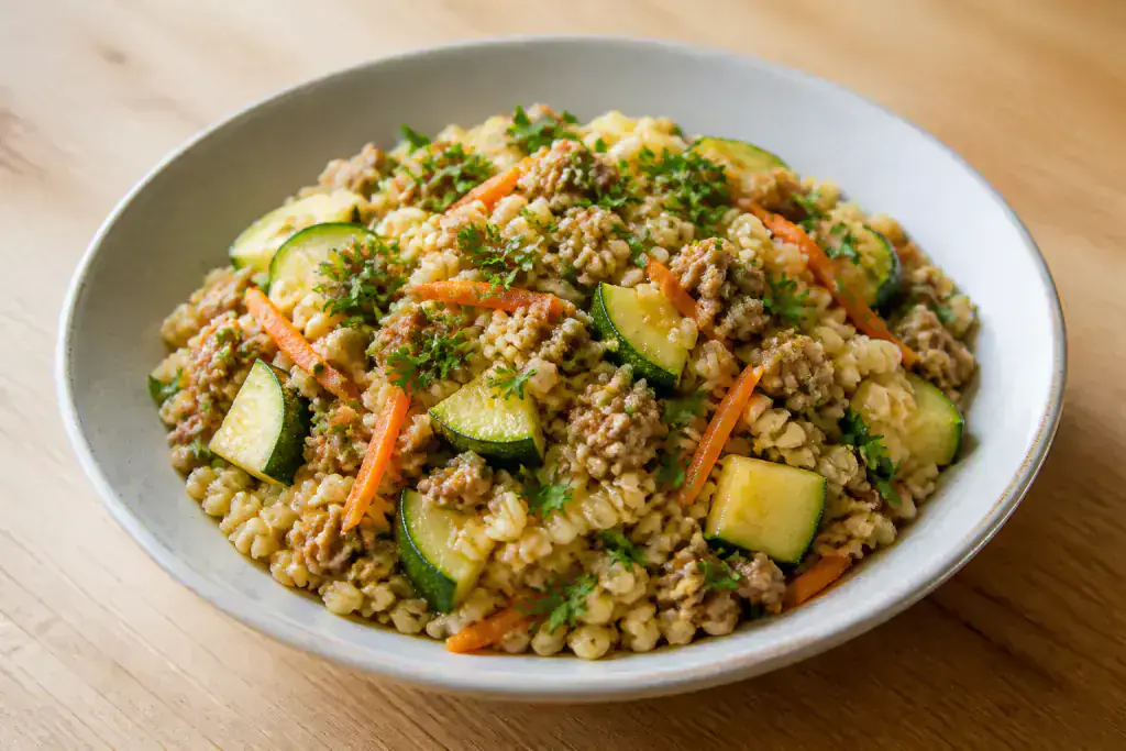 Cuban-Inspired Fatty-Liver-Caution Turkey Oat Zucchini Bowl