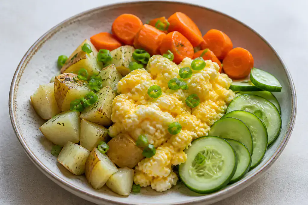 Cuban-Inspired Low-FODMAP-Style Egg Potato Carrot Bowl