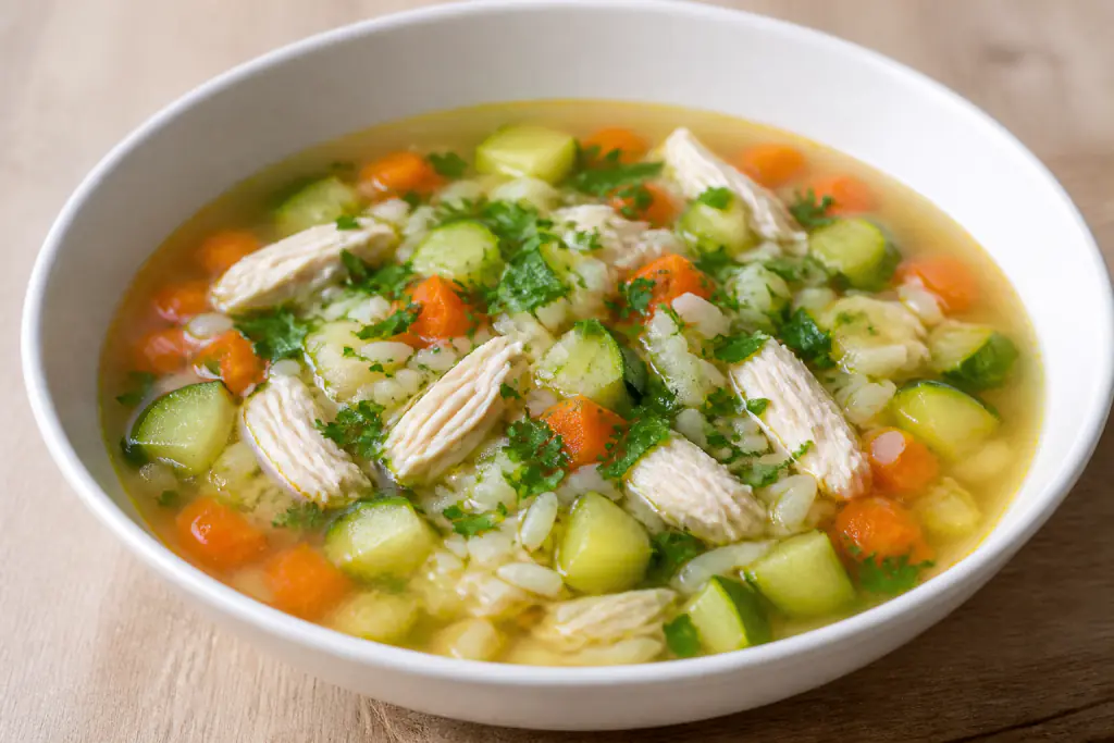 Czech-Inspired GERD-Aware Chicken Rice Carrot Soup