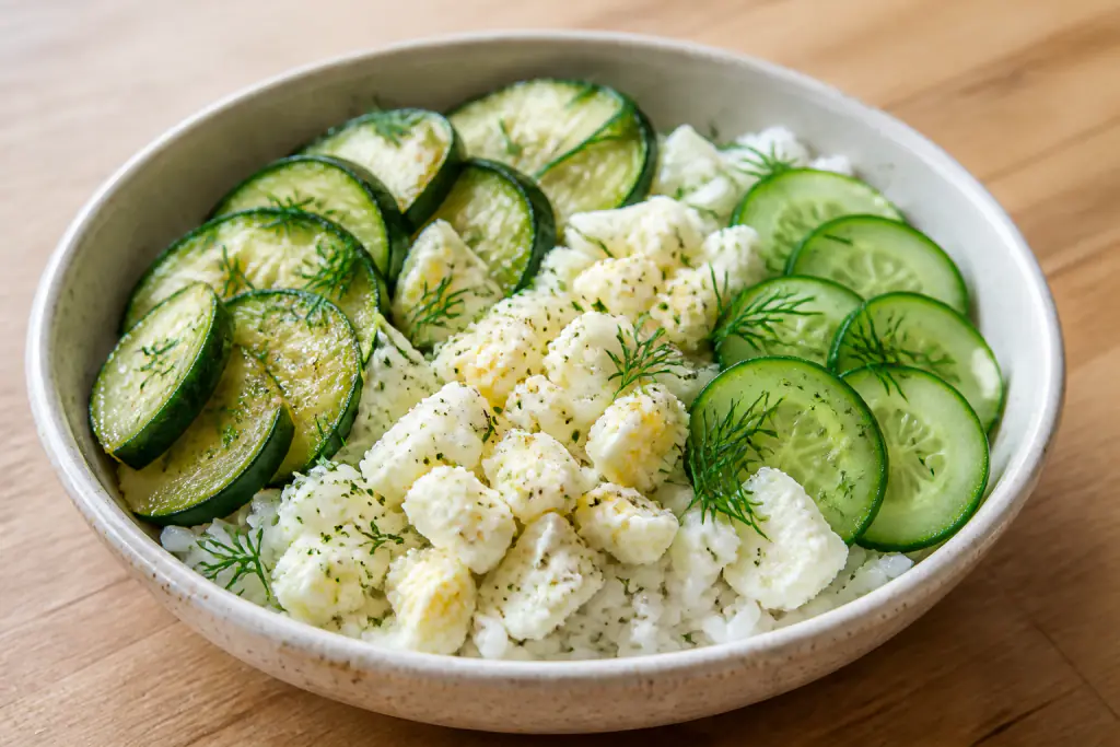 Czech-Inspired Kidney-Caution Egg White Rice Zucchini Bowl