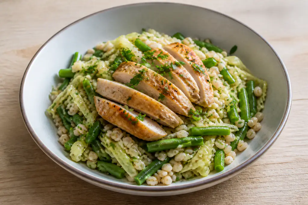Danish-Inspired Diabetes-Friendly Chicken Barley Green Bean Bowl