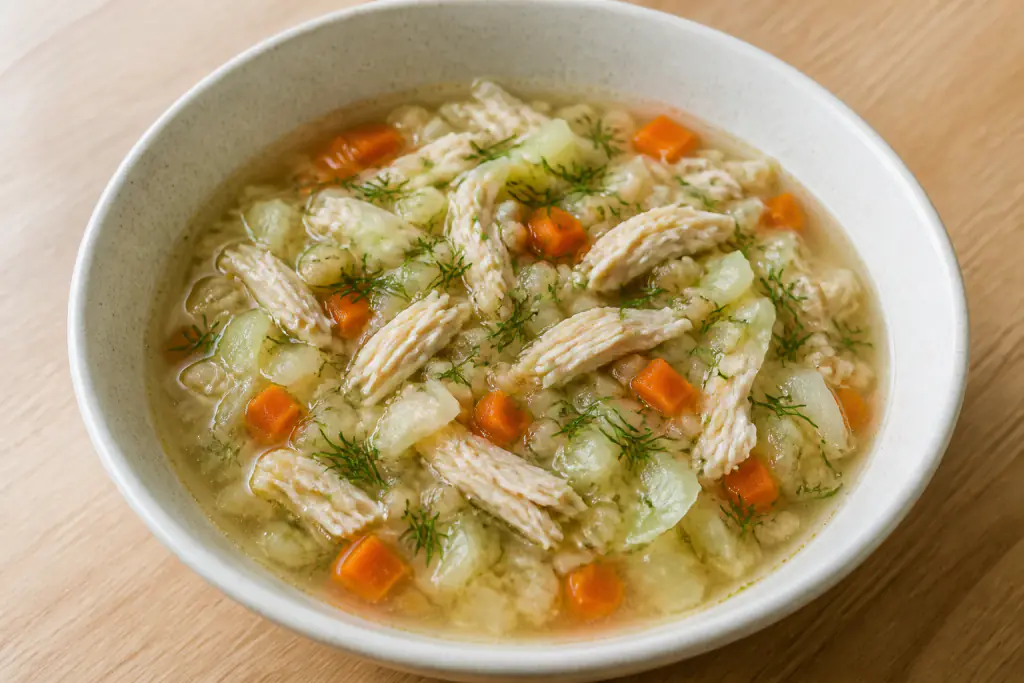 Danish-Inspired Hypertension-Friendly Chicken Oat Cabbage Soup