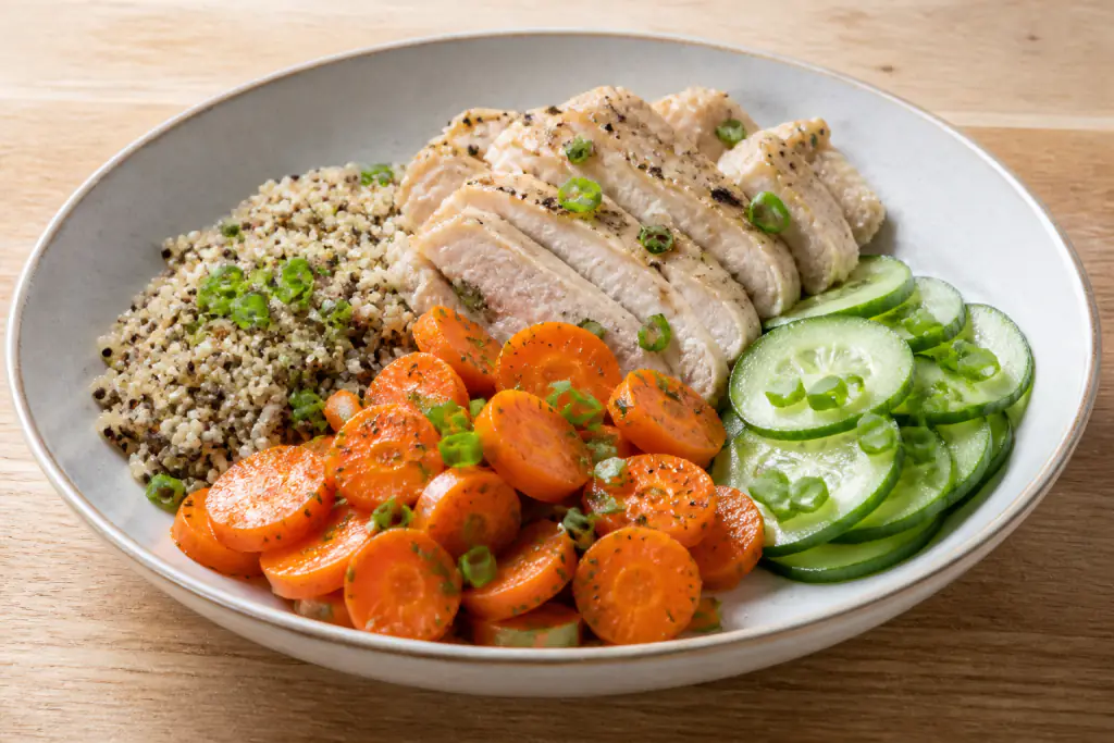Dutch-Inspired Low-FODMAP-Style Turkey Quinoa Carrot Plate
