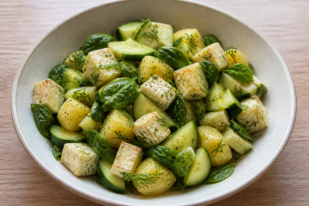 Ecuadorian-Inspired Calcium-Support Paneer Potato Cucumber Bowl