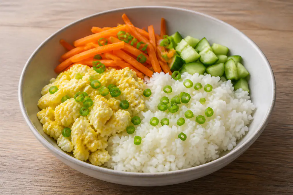 Ecuadorian-Inspired Low-FODMAP-Style Egg Rice Carrot Bowl