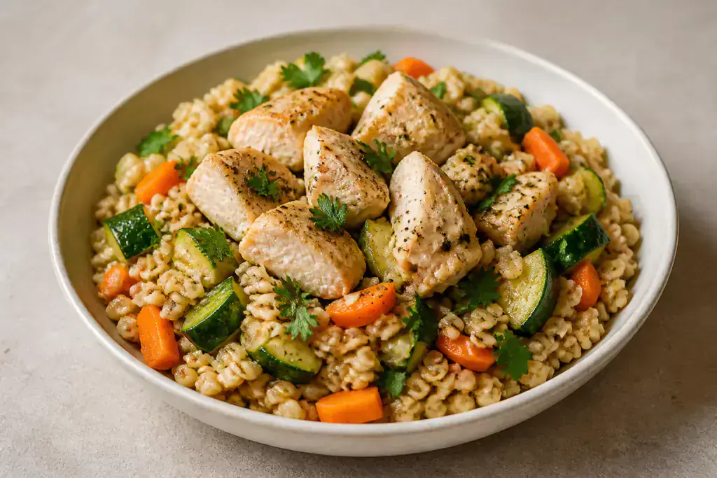 Egyptian Fatty-Liver-Caution Chicken Oat Vegetable Bowl