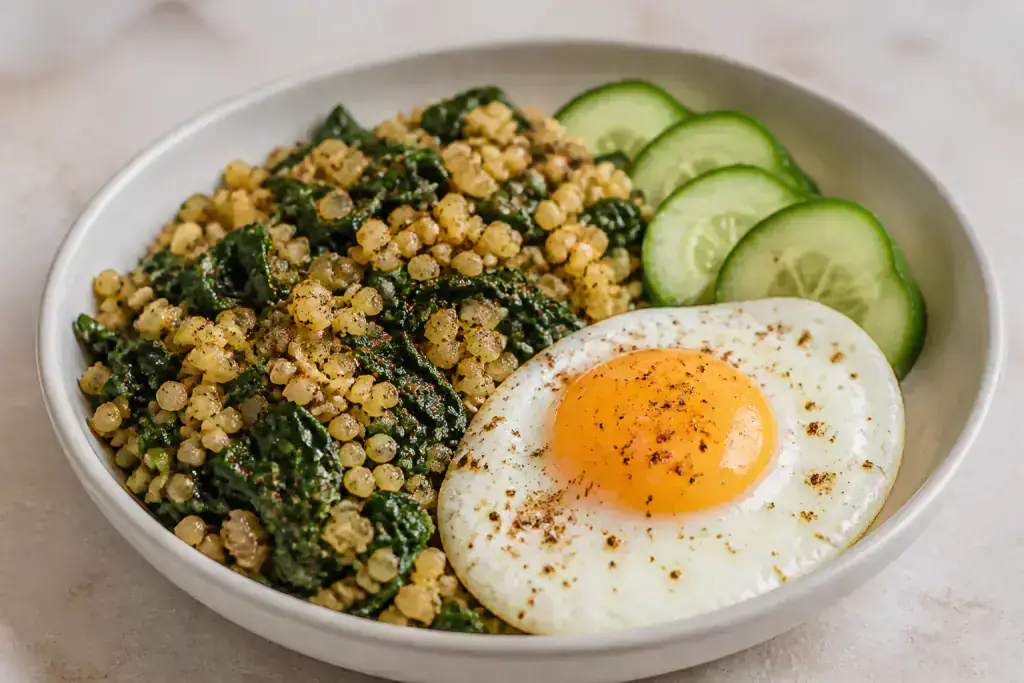 Egyptian PCOS-Friendly Egg Millet Spinach Breakfast