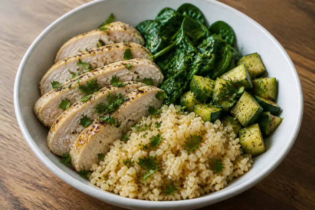 Estonian-Inspired Fatty-Liver-Caution Turkey Brown Rice Greens Bowl