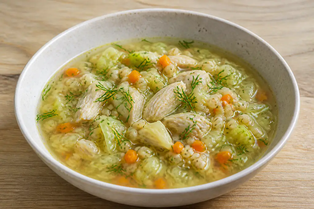 Estonian-Inspired Hypertension-Friendly Chicken Oat Cabbage Soup