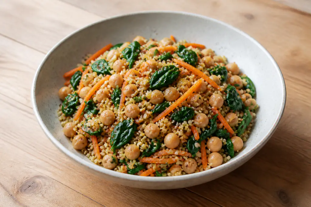 Estonian-Inspired Vegan Chickpea Quinoa Carrot Bowl
