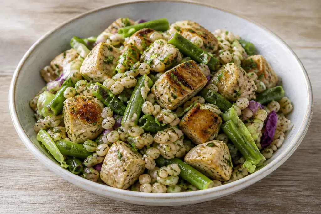 Fijian-Inspired Diabetes-Friendly Chicken Barley Green Bean Bowl
