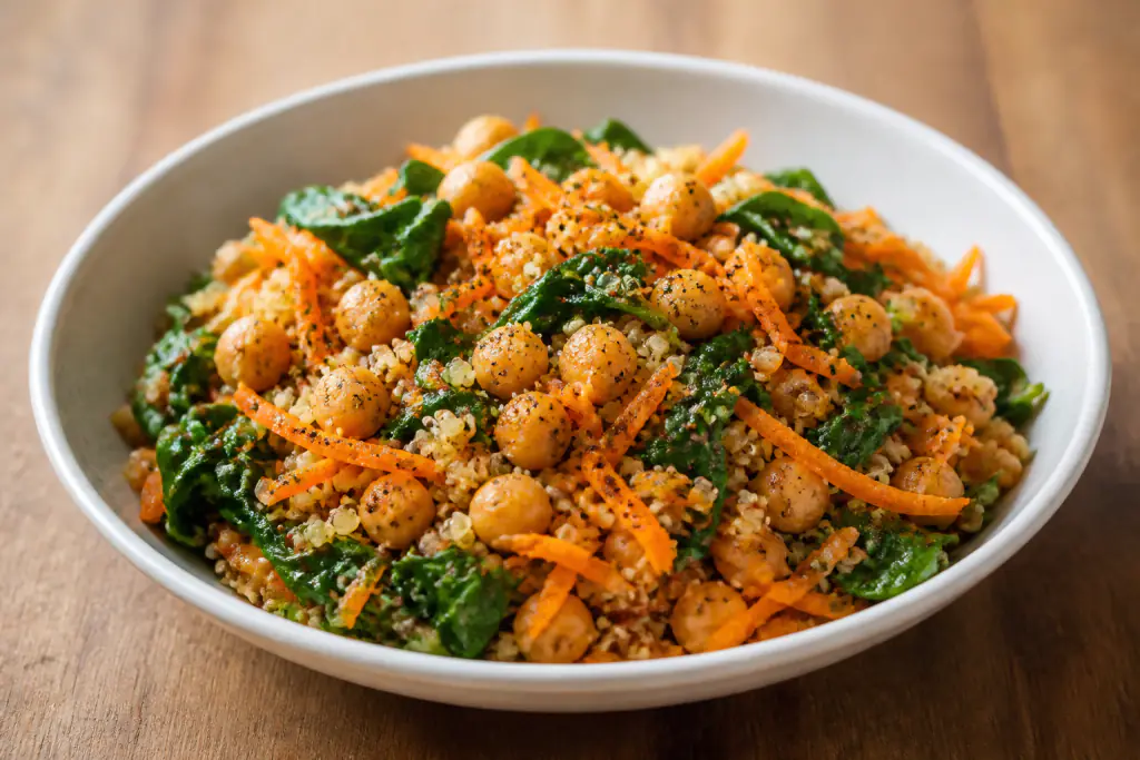 Fijian-Inspired Vegan Chickpea Quinoa Carrot Bowl
