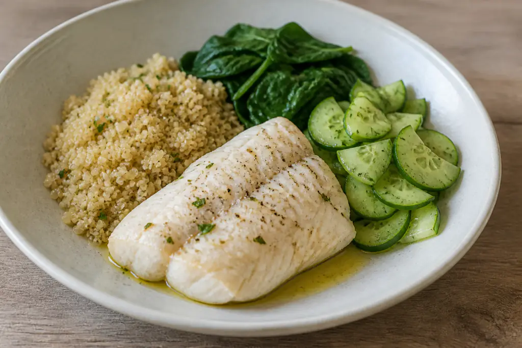 White Fish Quinoa Cucumber Plates for Heart-Healthy Dinners
