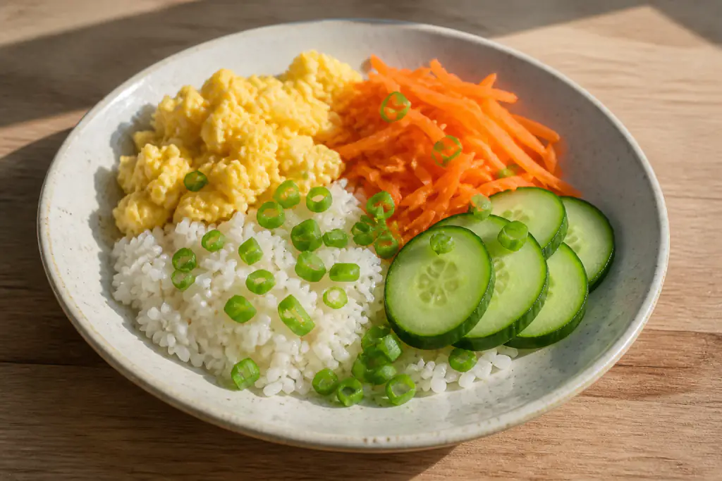 Finnish-Inspired Low-FODMAP-Style Egg Rice Carrot Bowl