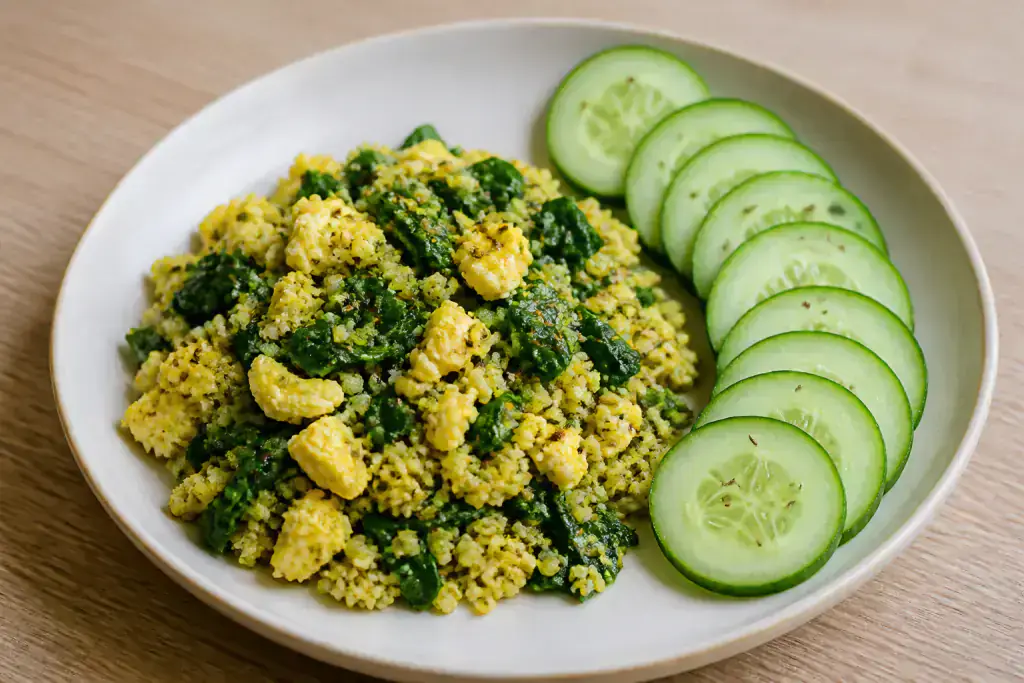 French PCOS-Friendly Egg Millet Spinach Breakfast