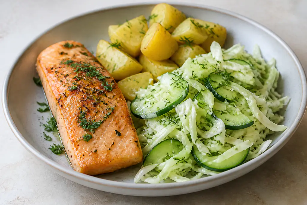 Georgian-Inspired Heart-Healthy Salmon Potato Cabbage Plate