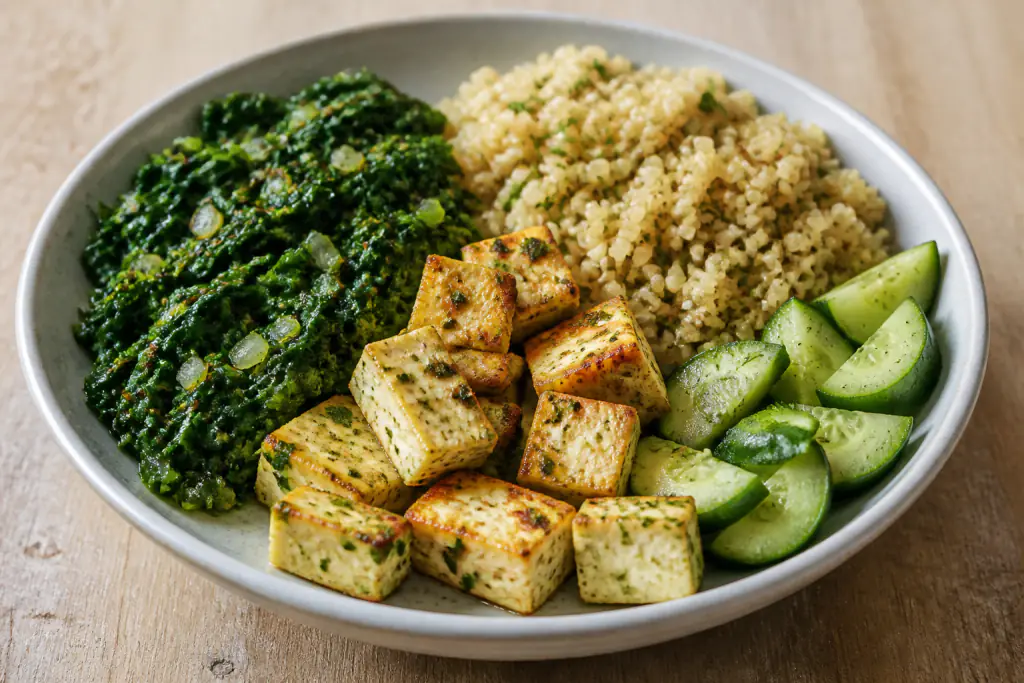 Georgian-Inspired PCOS-Friendly Paneer Millet Spinach Plate