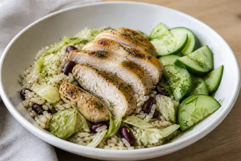 German-Inspired Kidney-Caution Rice Cabbage Chicken Bowl